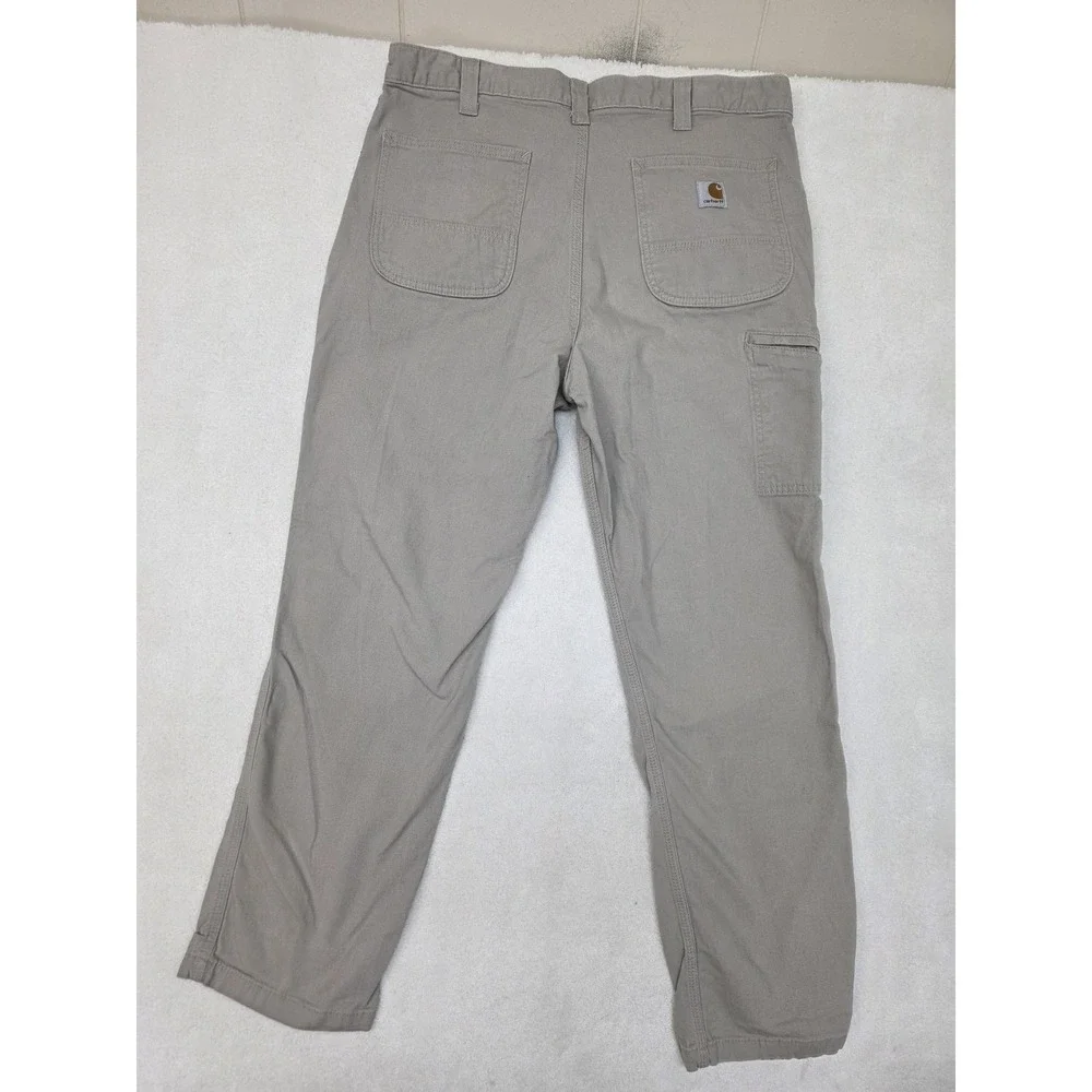 Carhartt Pants Mens 36x32 Gray Relaxed Fit Stretch Canvas Carpenter‎ Workwear